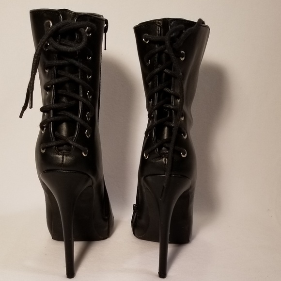 Liliana Peep Toe Ankle Laced Booties - Picture 3 of 6